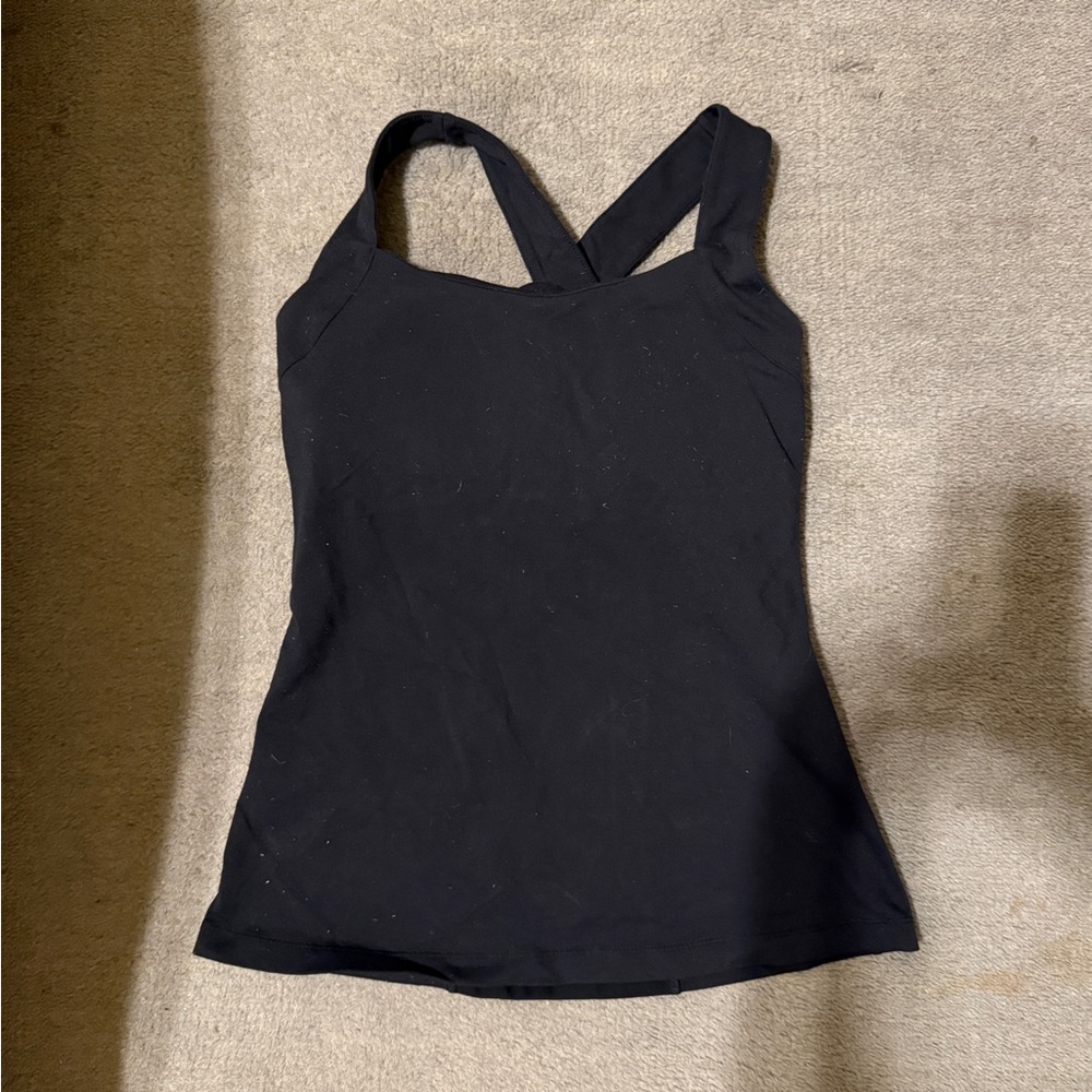 Lucy Power Black Crossback Athletic Tank Top | Women’s Small | Built-In Support